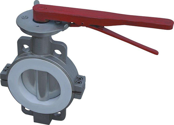 D71F46手（shǒu）動對夾式襯氟蝶閥